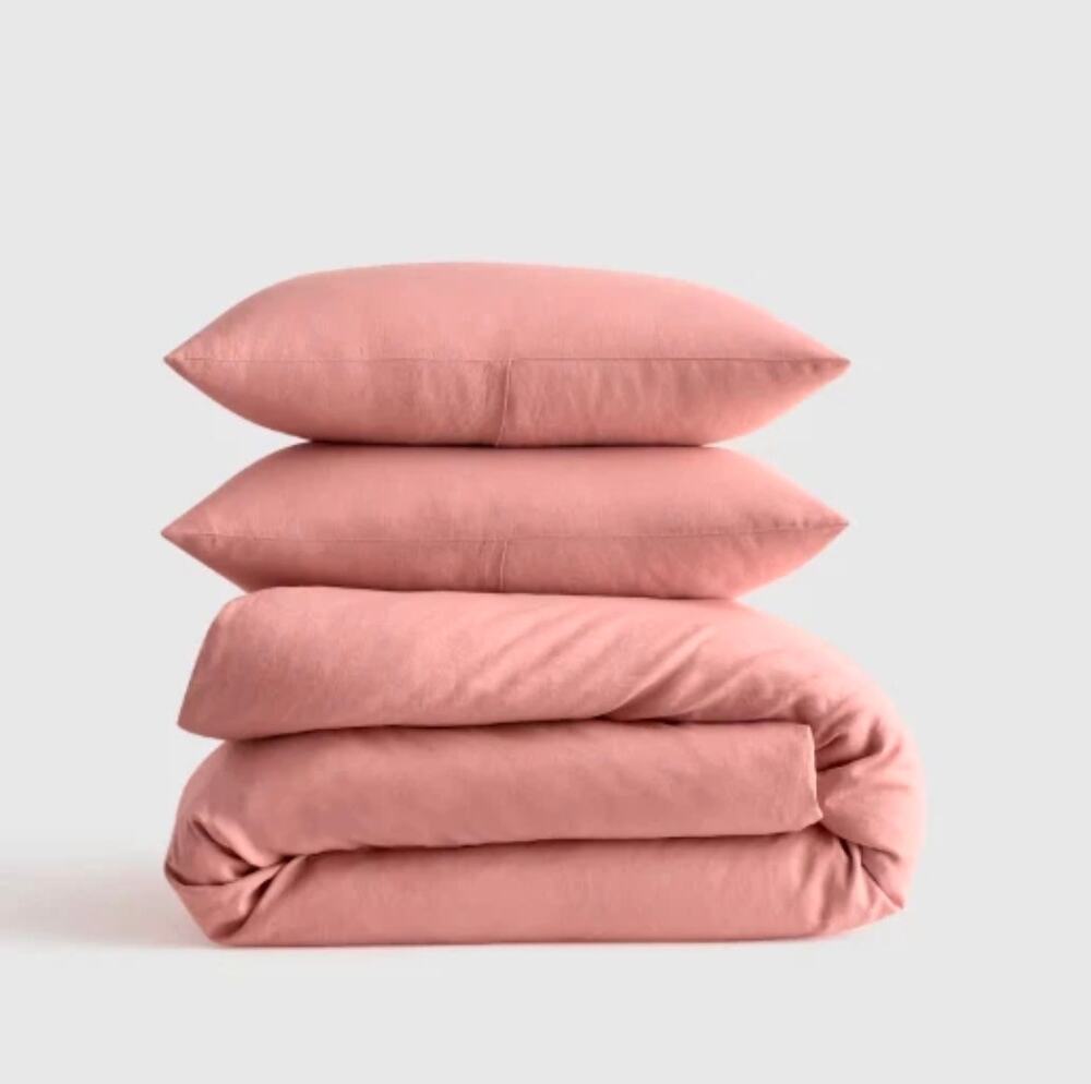 New Quince 100% European Flax Linen Duvet Cover 3Pc Set Full /Queen Rose Limited